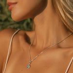 Silver Solar Eclipse Necklace with Opal Gemstone, Silver Sunburst Opal Pendant, October Birthstone Silver Necklace, Silver Sun Pendant with Opal