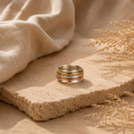 Mixed Metal Spinning Ring, Embossed Spin Ring, Handmade Spinner Ring, Fidget Ring, 