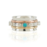 Turquoise and CZ Spinning Ring