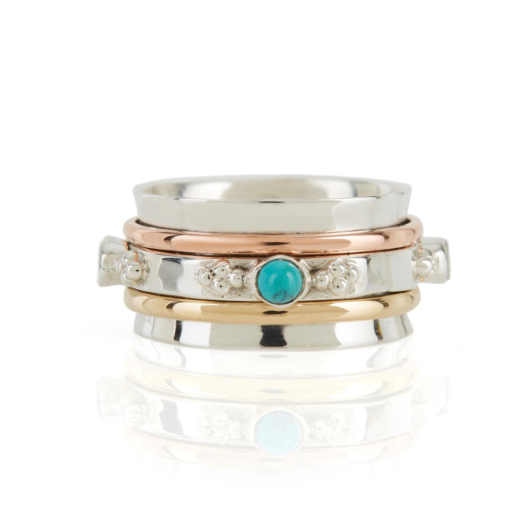 Turquoise and CZ Spinning Ring