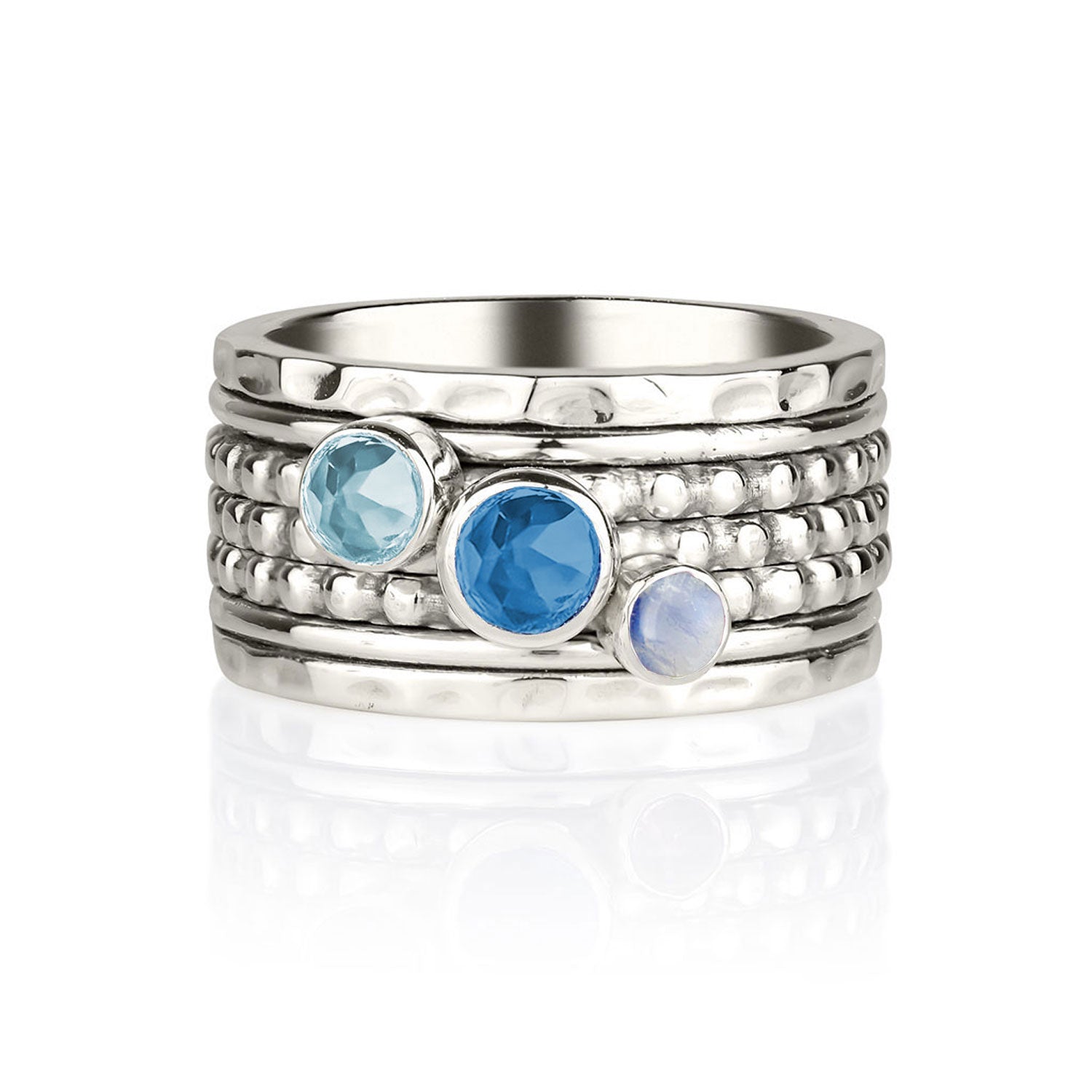 Personalised Silver Gemstone Spinner Ring