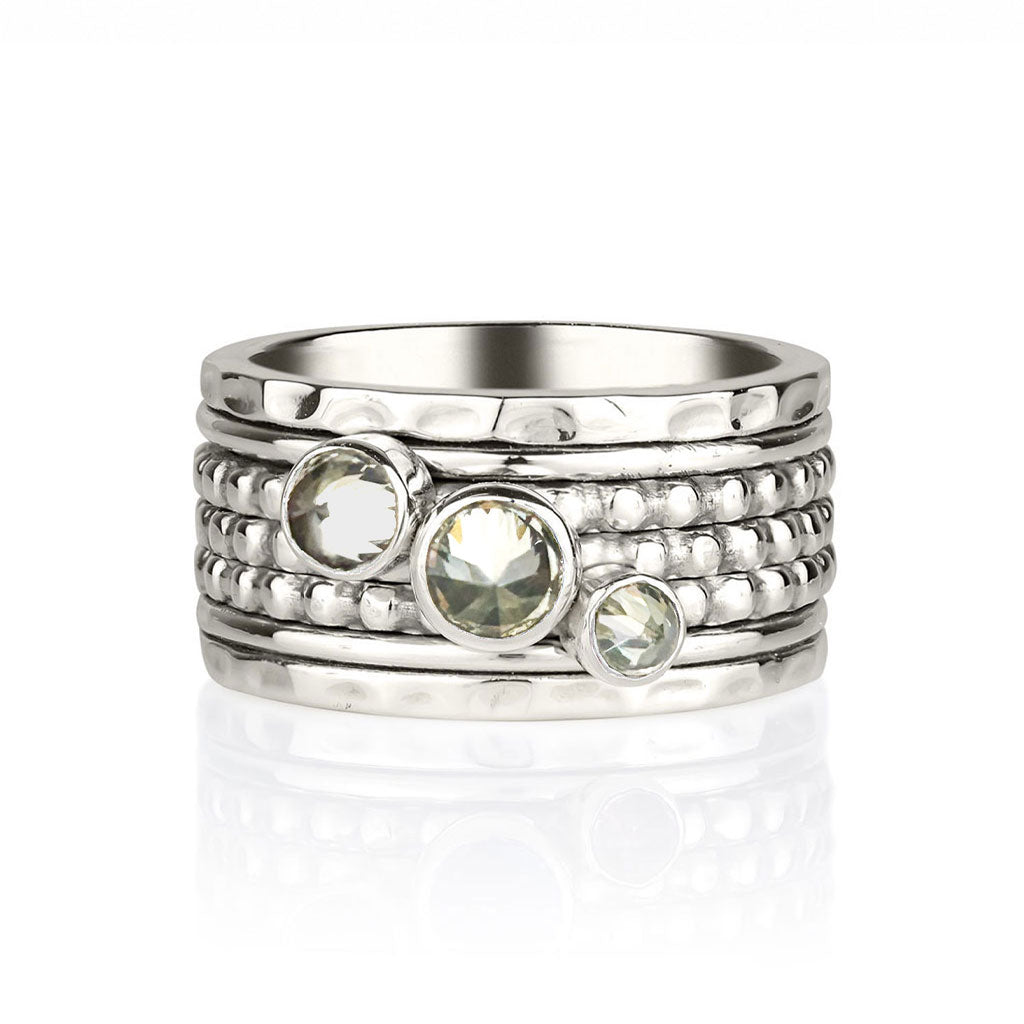 Cubic Zirconia Spinning Ring, Cubic Zirconia Sterling Silver Spinning Ring, Cubic Zirconia Ring, Sterling Silver CZ Spinning Ring, April Birthstone Spinning Ring