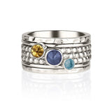 Iolite, Citrine and Blue Topaz Silver Spinning Ring