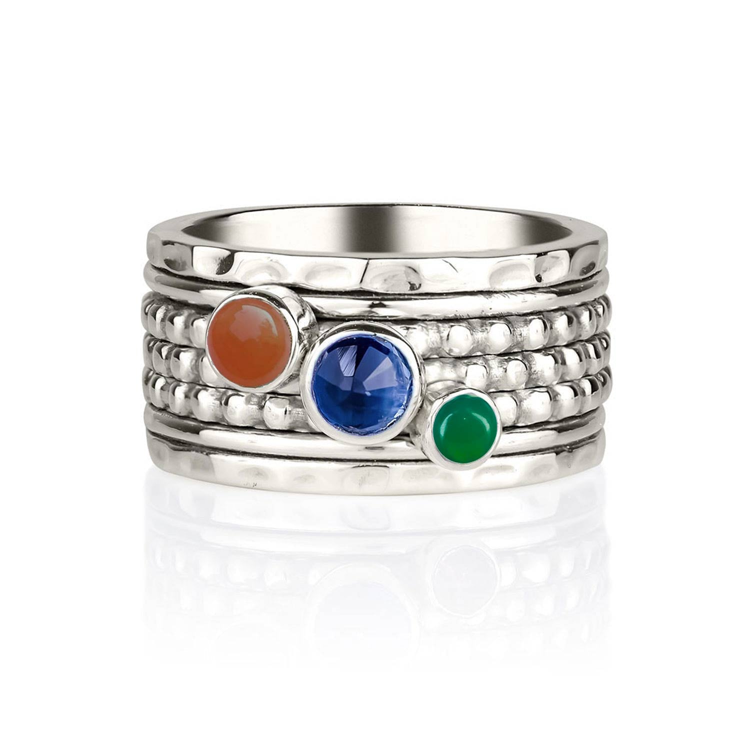 Gemstone Silver Spinning Ring, Sterling Silver Gemstone Spinner Ring, Handmade Spin Ring