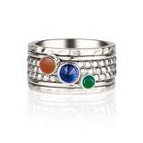 Gemstone Silver Spinning Ring, Sterling Silver Gemstone Spinner Ring, Handmade Spin Ring