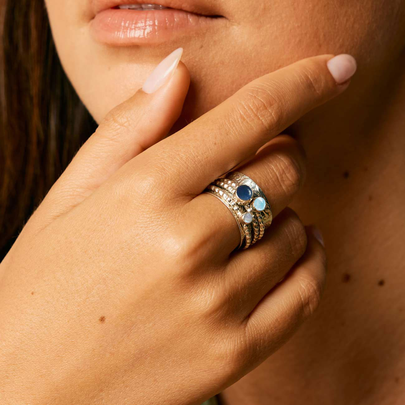 Unique Lapis Lazuli Spinning Ring