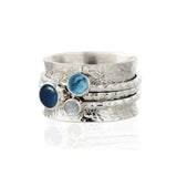 Lapis Lazuli, Swiss Blue Topaz and Moonstone Spinning ring, Gemstone Spin Ring, Blue Gemstone Spinner Ring, Silver and Blue Gemstones Spinning Ring