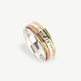 Maharani Spin and Wish Spinning Ring, Mixed Metal Spinning Ring, Sterling Silver Warm Tones Spinningn Ring, Mixed Metal Spin Ring