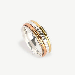 Maharani Spin and Wish Spinning Ring, Mixed Metal Spinning Ring, Sterling Silver Warm Tones Spinningn Ring, Mixed Metal Spin Ring