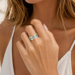 Silver and Emerald spinning ring, Emerald Spinning Ring, Emerald Ring, May birthstone ring
