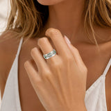 Silver and Emerald spinning ring, Emerald Spinning Ring, Emerald Ring, May birthstone ring