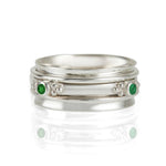 Emerald Spinning Ring, Silver Spin Ring with Emerald gemstones, May birthstone spinning ring, Emerald Ring
