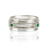 Emerald Spinning Ring, Silver Spin Ring with Emerald gemstones, May birthstone spinning ring, Emerald Ring