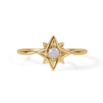 Gold Star Ring, Moonstone Star Ring, Gold Moonstone Star Ring, Gold North Star Ring, Moonstone Stacking Ring