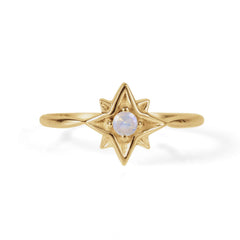 Gold Star Ring, Moonstone Star Ring, Gold Moonstone Star Ring, Gold North Star Ring, Moonstone Stacking Ring