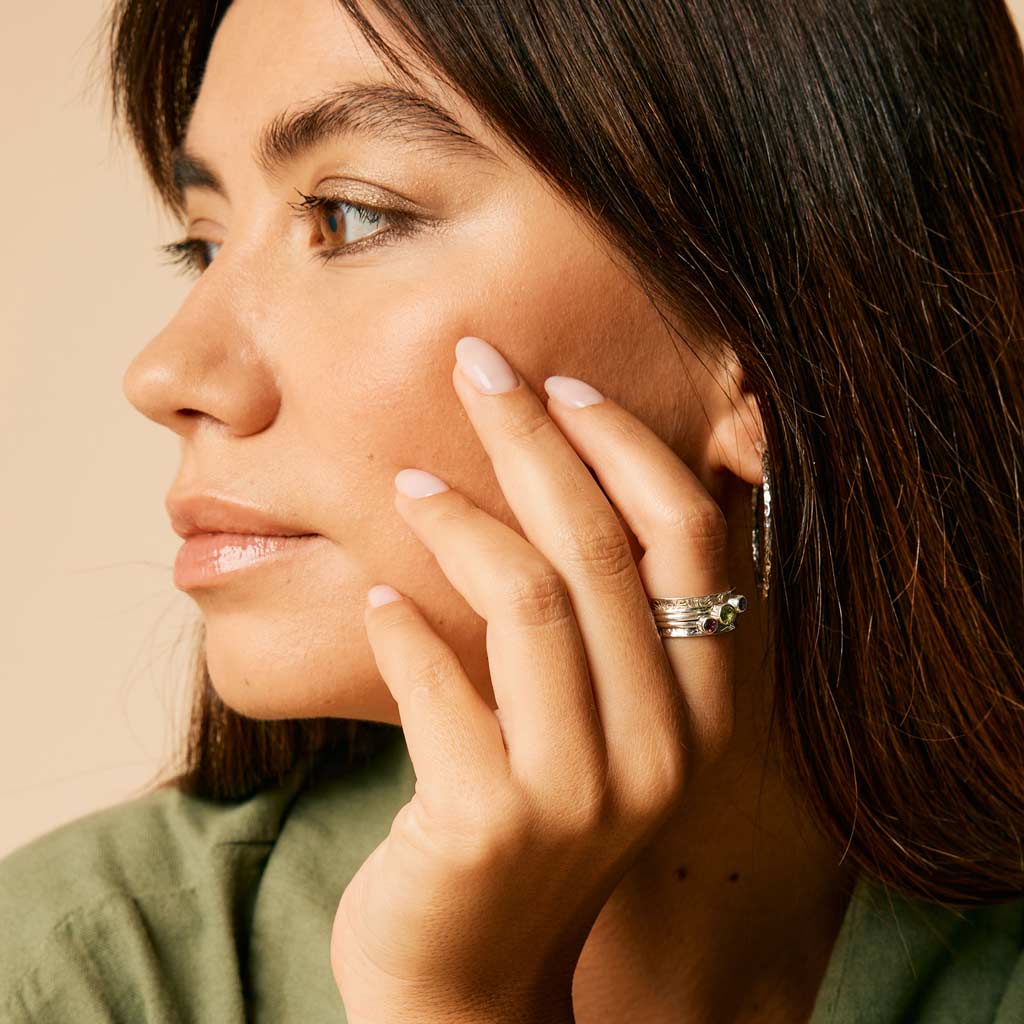 Personalised Gemstone Silver Spinning Ring