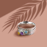 Birthstone Spin Ring, Gemstone Spinning Ring, Sterling Silver Spinner Ring, February Birthstone, November birthstones