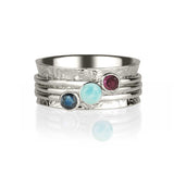 Sapphire, Larimar and Rhodolite gemstone spinning ring, Silver Spinning Ring, Gemstone Spinning Ring