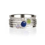 Embossed Gemstone Spinning Ring, Gemstone Spinner Ring, Sterling Silver Gemstone Spin Ring