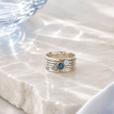 Blue Gemstones Spinning Ring, Floral band spinning ring, Birthstone Spinning Ring, Sapphire Ring, Moonstone Ring, Blue Topaz Ring, September Birthstone, November Birthstone, June Birthstone