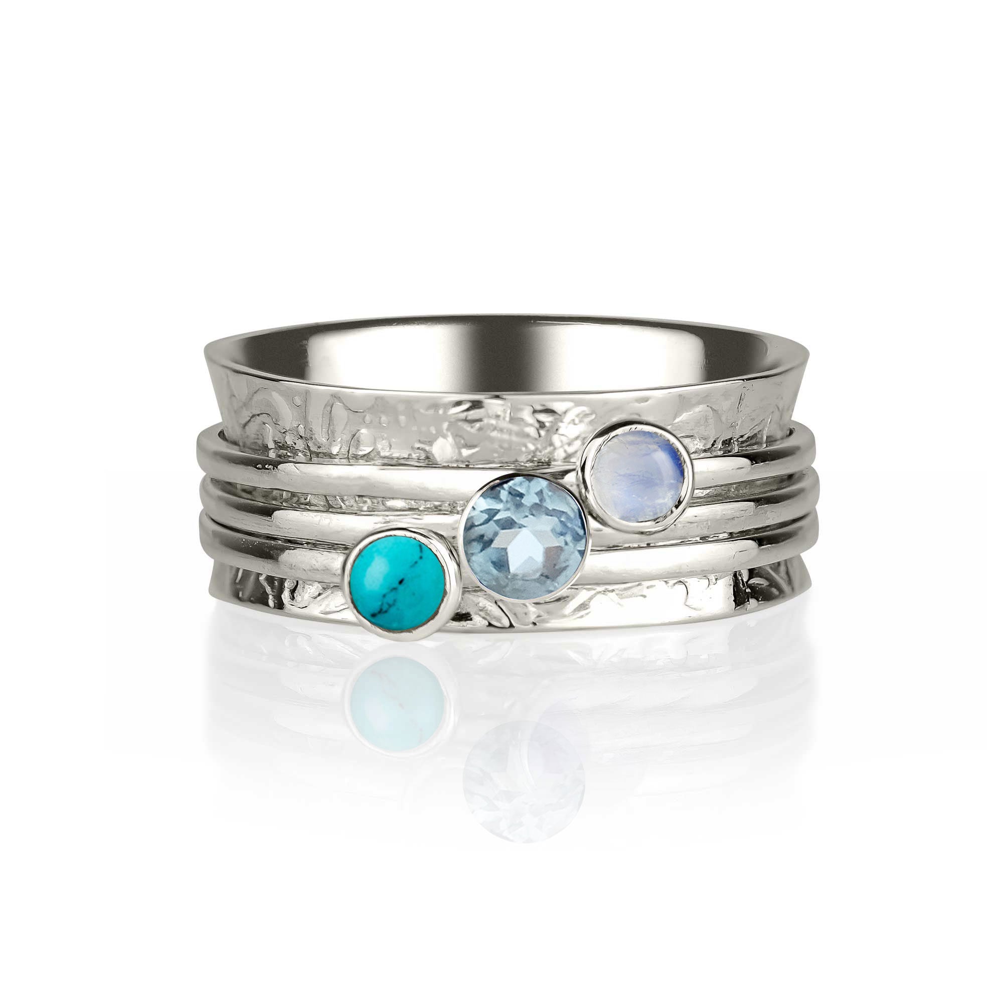 Personalised Gemstone Silver Spinning Ring