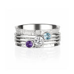 Floral detail spinning ring, Floral band spinning ring, Gemstone spinning ring, Birthstone spinning ring, Silver gemstone spin ring