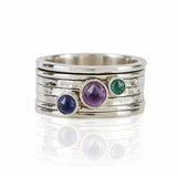 Gemstone Spinning Ring, Birthstone Spinning Ring, Amethyst, Sapphire and Emerald Spin Ring