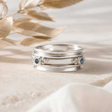 Sapphire Spinning Ring, Silver Spin Ring with Sapphire gemstones, September birthstone spinning ring, Sapphire Ring