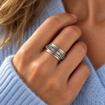 Sapphire Spinning Ring, Silver Spin Ring with Sapphire gemstones, September birthstone spinning ring, Sapphire Ring
