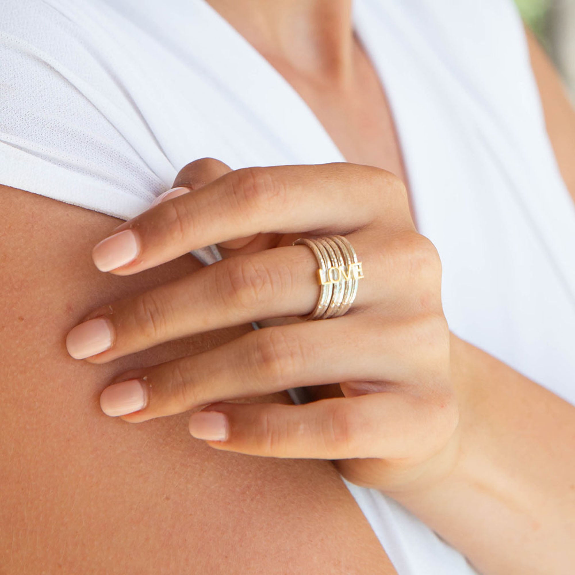 Love sterling silver stacking ring