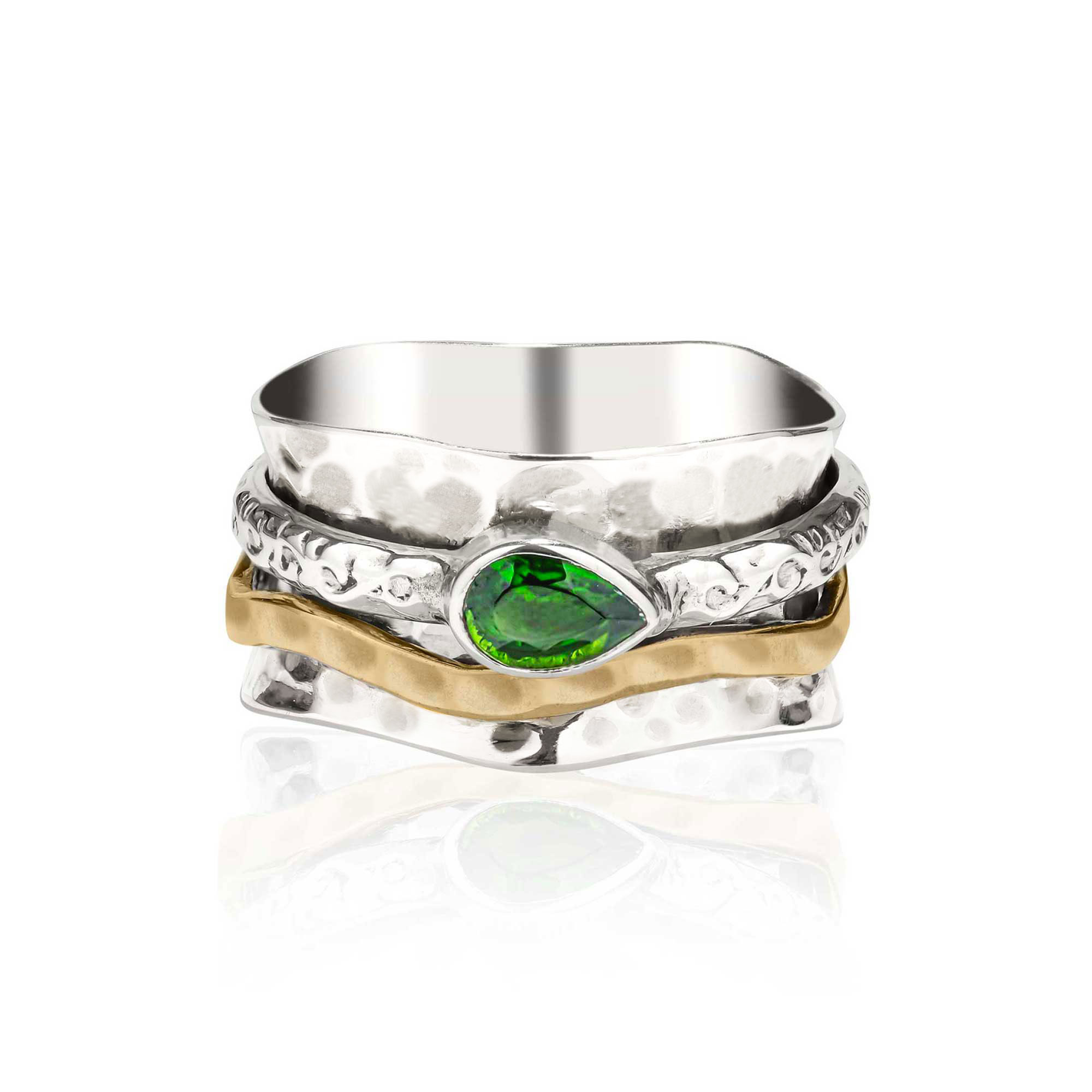 Silver Handmade Spinning Ring with Chrome Diopside