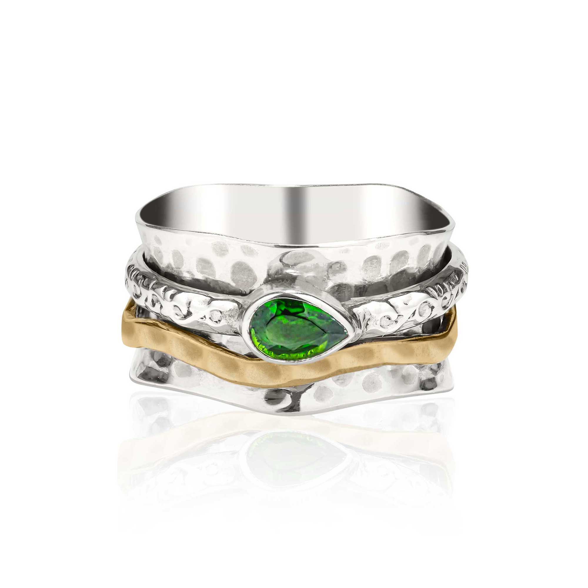 Silver Handmade Spinning Ring with Chrome Diopside