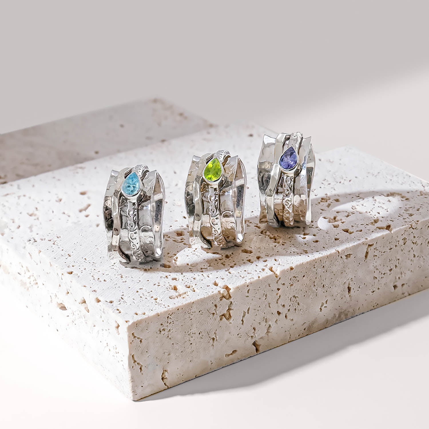 Sterling Silver Spinning Rings, Silver Spinning Rings, Personalised Silver Spinning Rings, Birthstone Spinning Rings, Silver Gemstone Spinner Rings, Handmade Jewellery, Custom Spinner Rings, Birthstone Rings