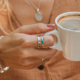 Aura Magic Turquoise Spinning Ring, Turquoise Spinning Ring, Turquoise Ring, Mixed Metal Spin ring