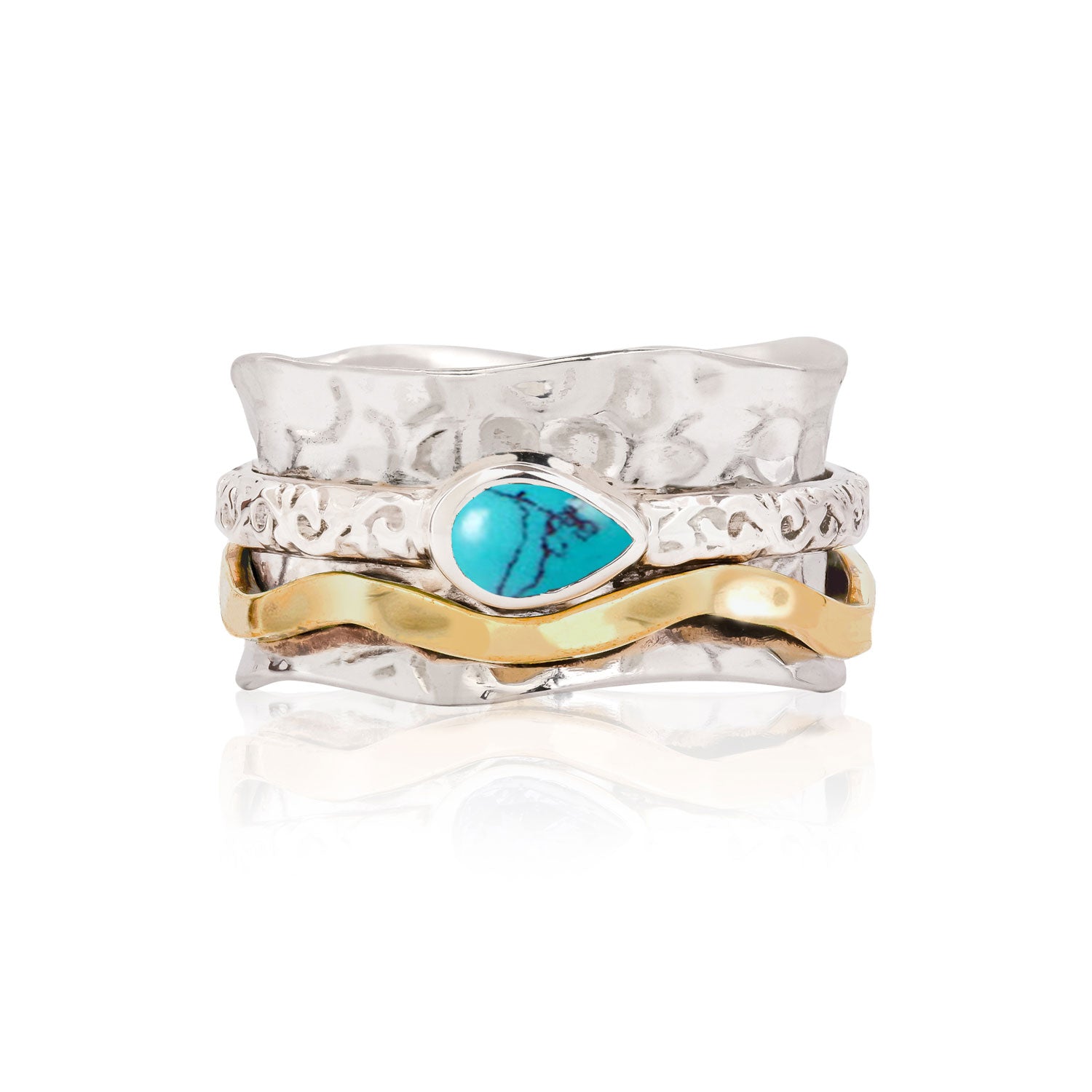 Aura Magic Turquoise Spinning Ring, Turquoise Spinning Ring, December Birthstone Ring, Sterling Silver Spinning Ring, Handmade Spinning Ring