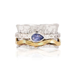 Aura Magic Tanzanite Spinning Ring, Tanzanite Spinning Ring, Purple Gemstone Ring, Purple Gemstone Spinning Ring, Tanzanite Ring, Sterling Silver Spinner Ring, Handmade Spin Ring