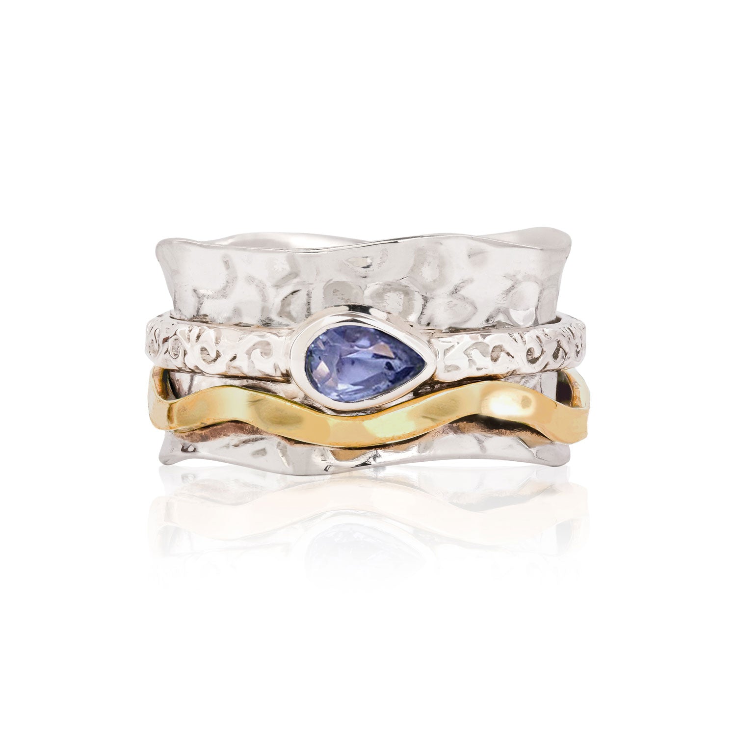 Aura Magic Tanzanite Spinning Ring, Tanzanite Spinning Ring, Purple Gemstone Ring, Purple Gemstone Spinning Ring, Tanzanite Ring, Sterling Silver Spinner Ring, Handmade Spin Ring