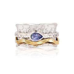 Aura Magic Tanzanite Spinning Ring, Tanzanite Spinning Ring, Purple Gemstone Ring, Purple Gemstone Spinning Ring, Tanzanite Ring, Sterling Silver Spinner Ring, Handmade Spin Ring