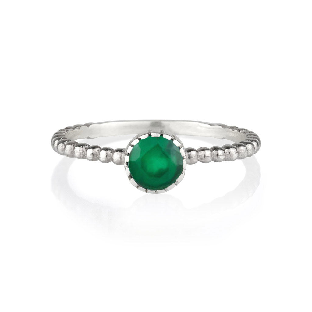 RAWA GREEN ONYX SILVER STACKING RING
