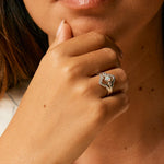 Silver Opal ring, October birthstone stacking ring