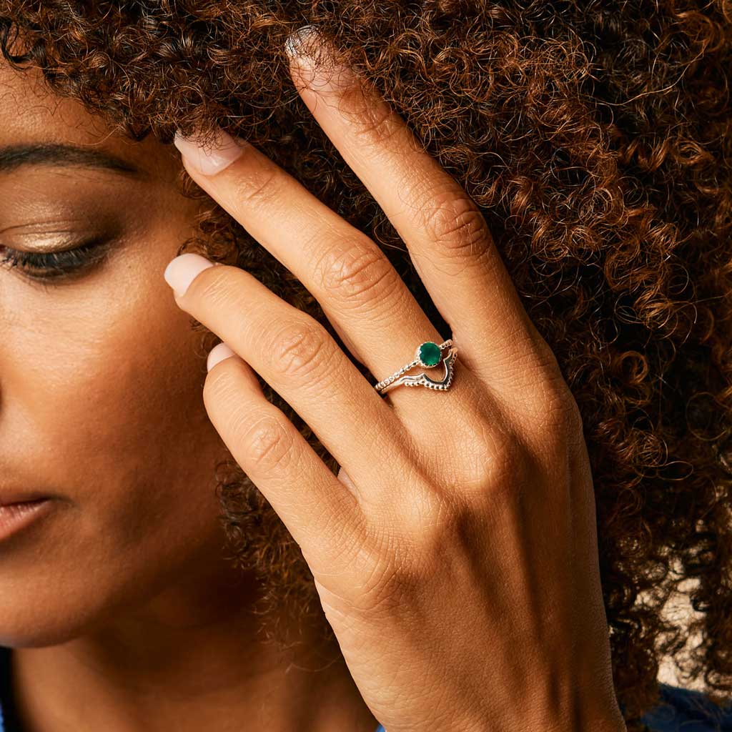 SILVER CROWN STACKING RING