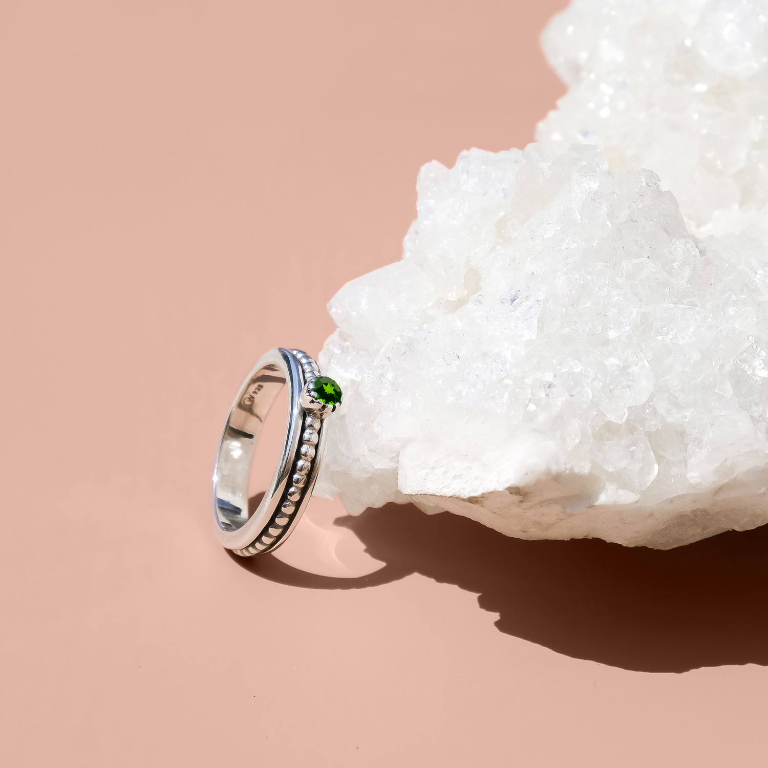 Chrome Diopside Silver Spinning Ring