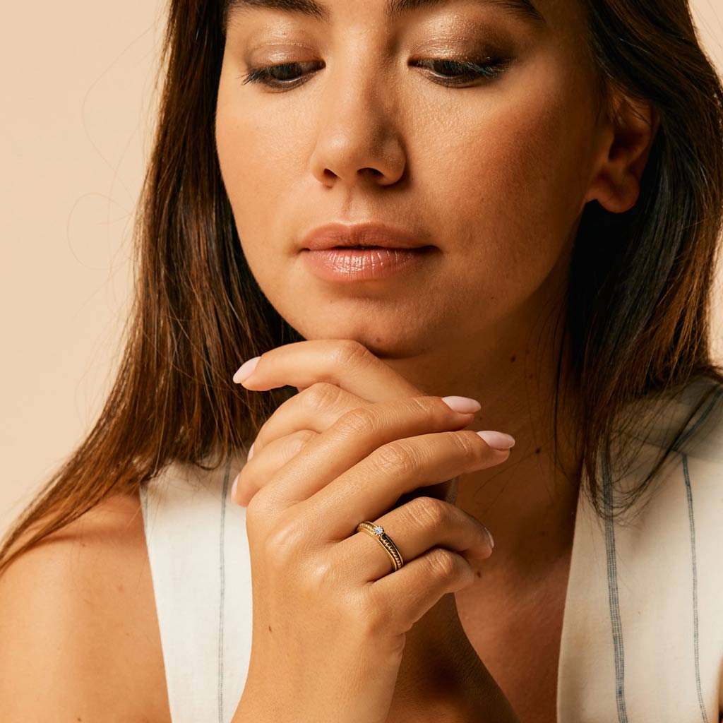 Lalita Gold Spinning Ring - Cubic Zirconia 