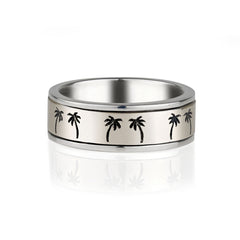 Silver Palm Tree Spinning Ring