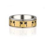 Mixed Metal Palm Tree Spinning Ring