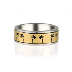 Mixed Metal Palm Tree Spinning Ring