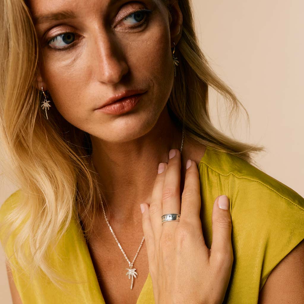 Silver Palm Tree Spinning Ring