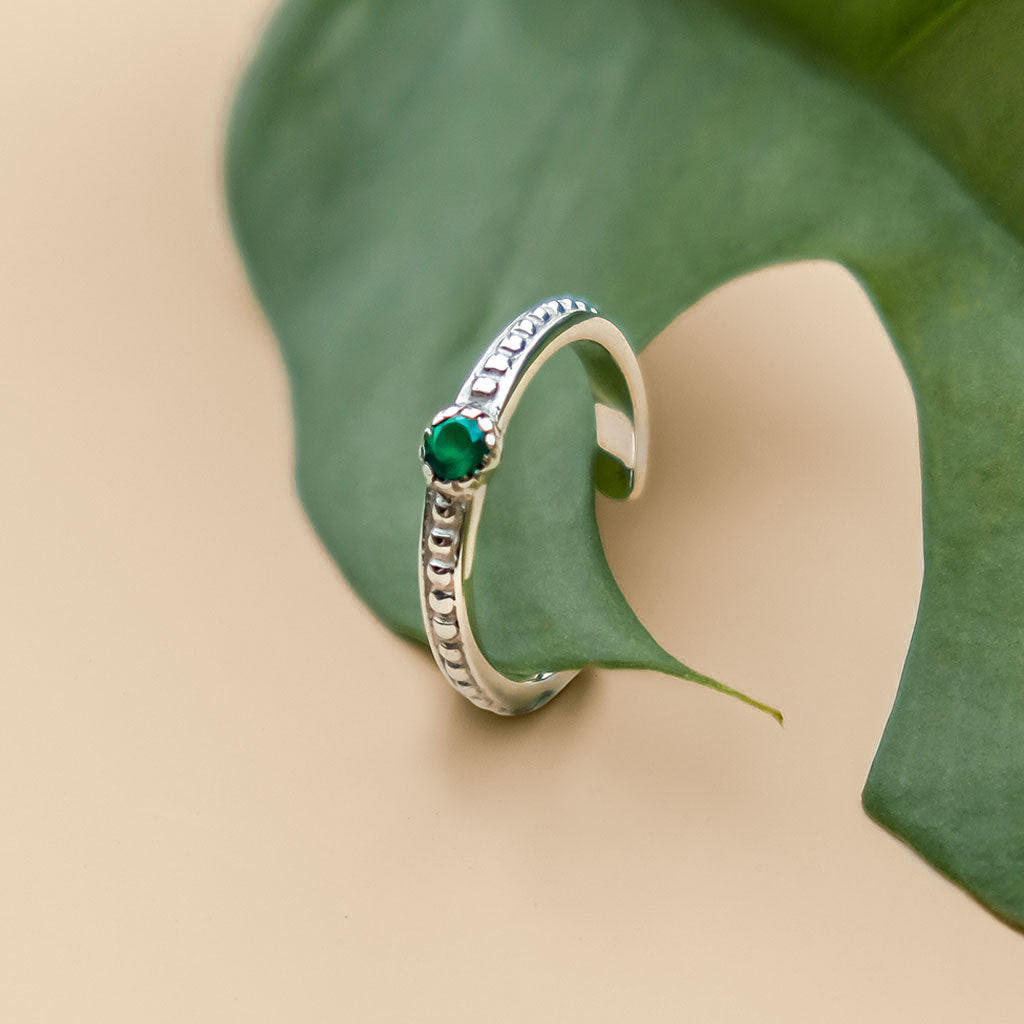 Green Onyx Silver Midi / Toe Ring