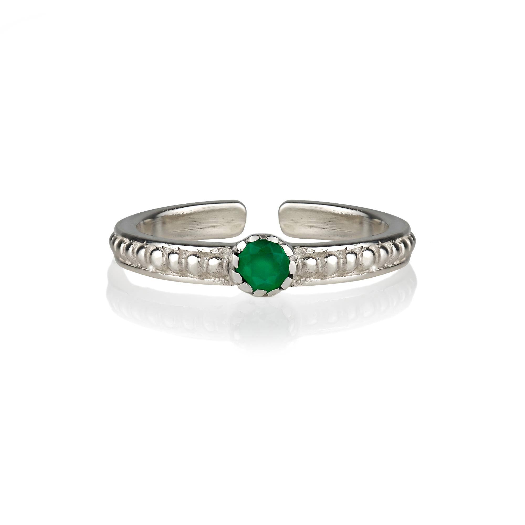 Green Onyx Silver Midi / Toe Ring