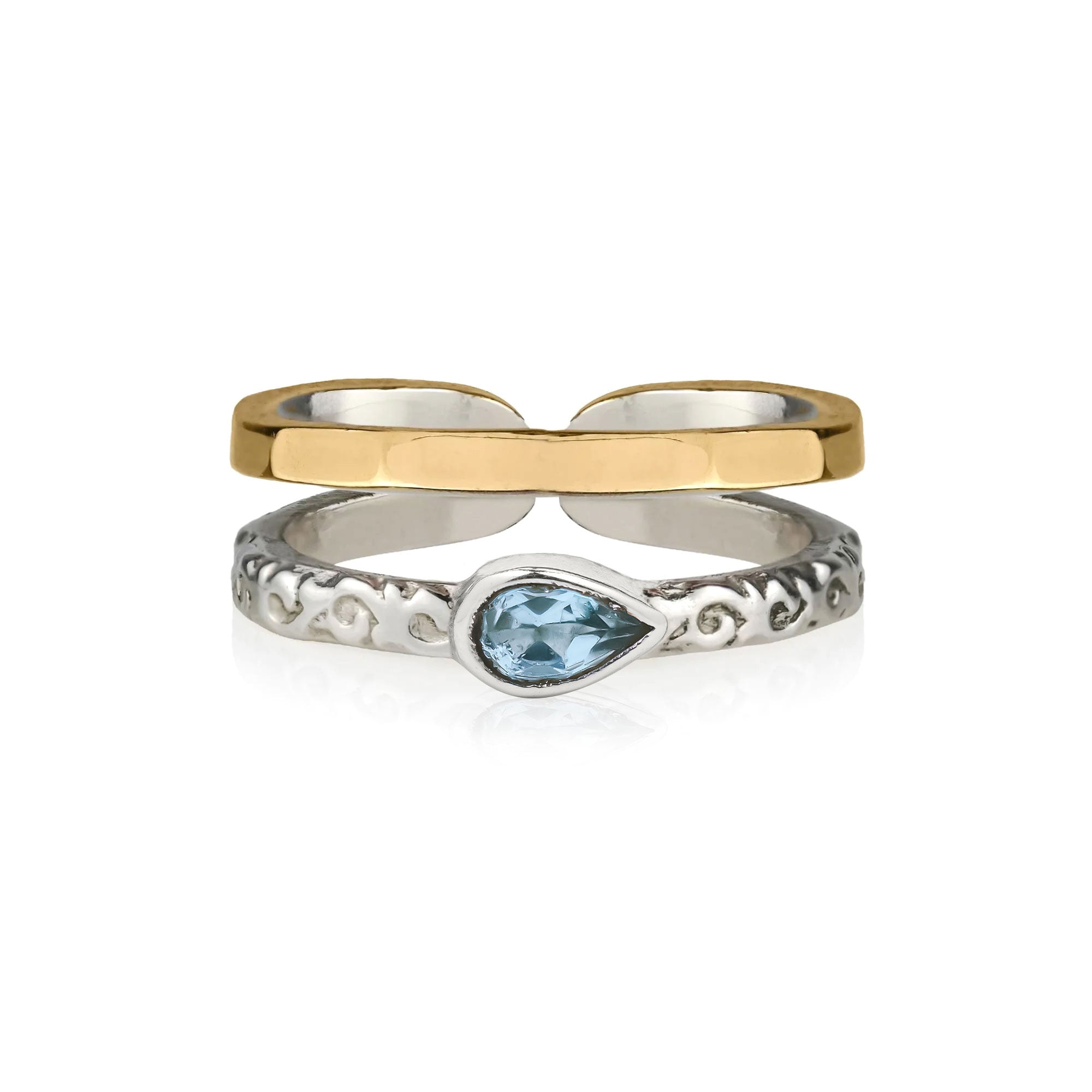 Double Band Blue Topaz Toe Ring